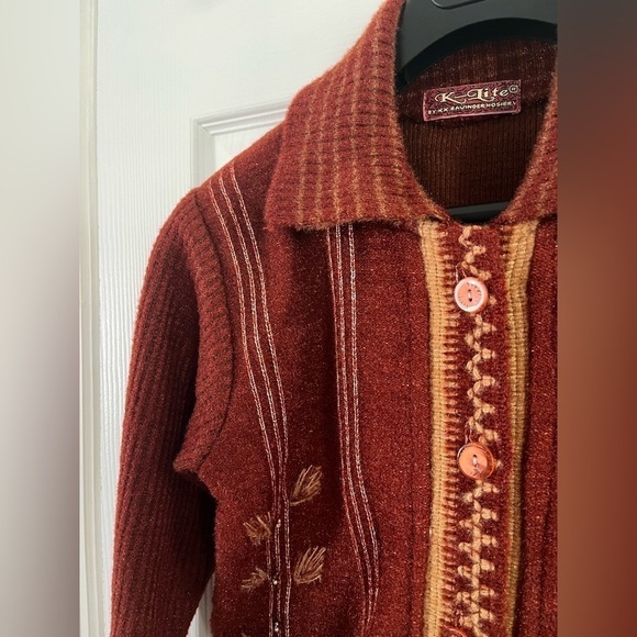 Vintage K-Lite embroidered shimmer sweater- Size M - Picture 2 of 7